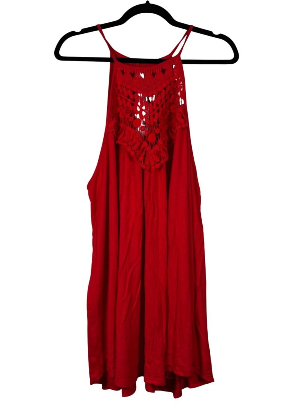 Heimish 3XL Red Crochet Detail Swing TopLightweight Rayon Blend Boho Romantic